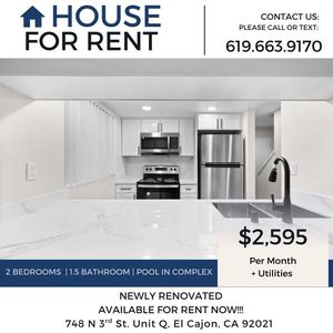 2 Bed 1.5 Bath For Rent - El Cajon