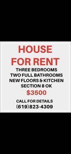 3 Beds 2 Bath House for Rent - El Cajon 