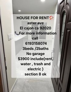 3 Beds 2 baths house for rent - El Cajon