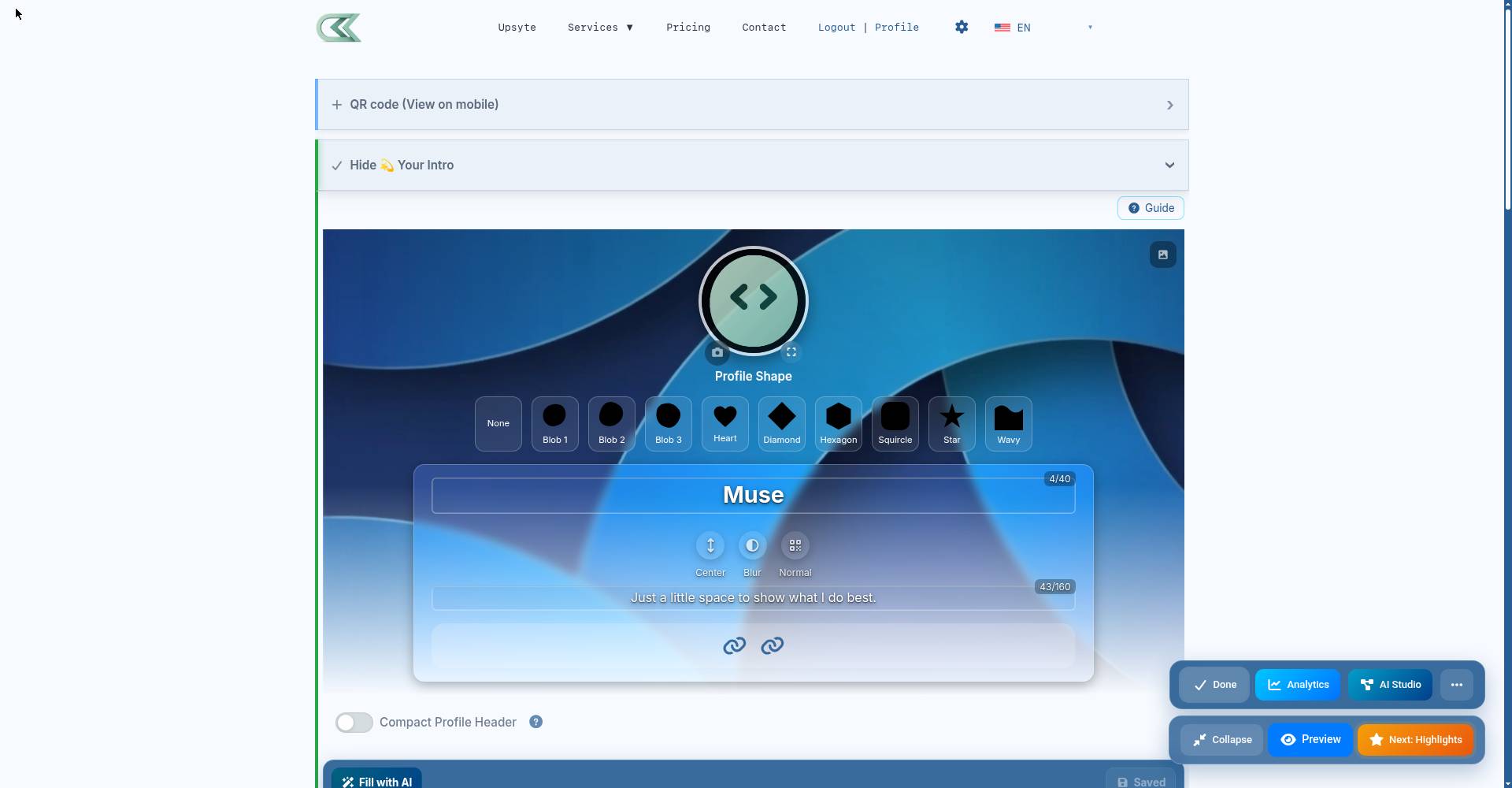 Upsyte AI Studio — share wizard with media library and scheduling options